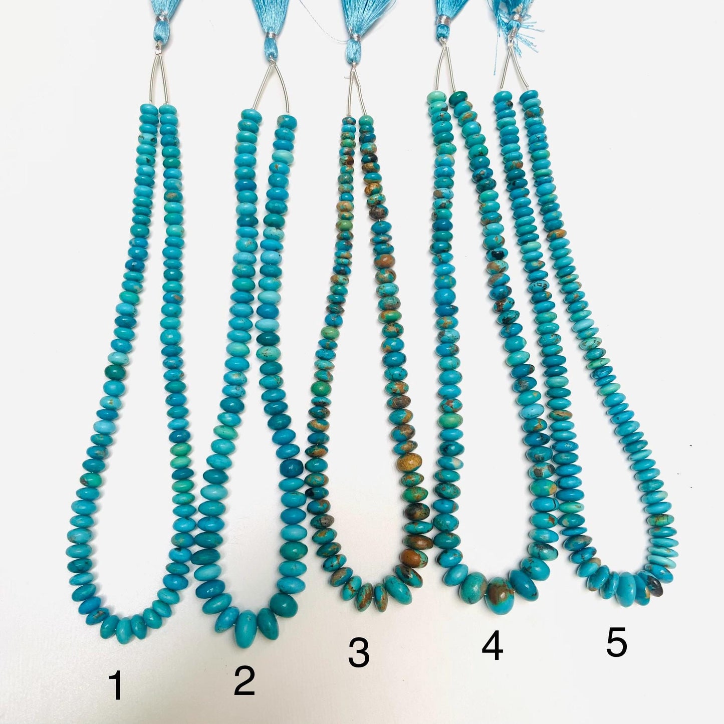 Arizona Turquoise Rondelle Beads: Smooth Gemstone Briolettes, 13-inch Strand