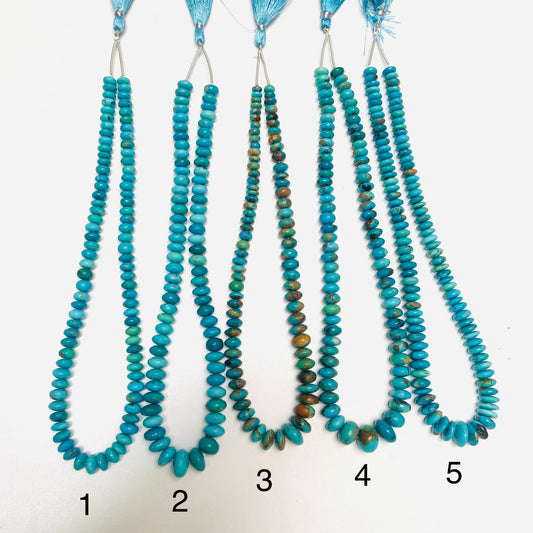 Arizona Turquoise Rondelle Beads: Smooth Gemstone Briolettes, 13-inch Strand