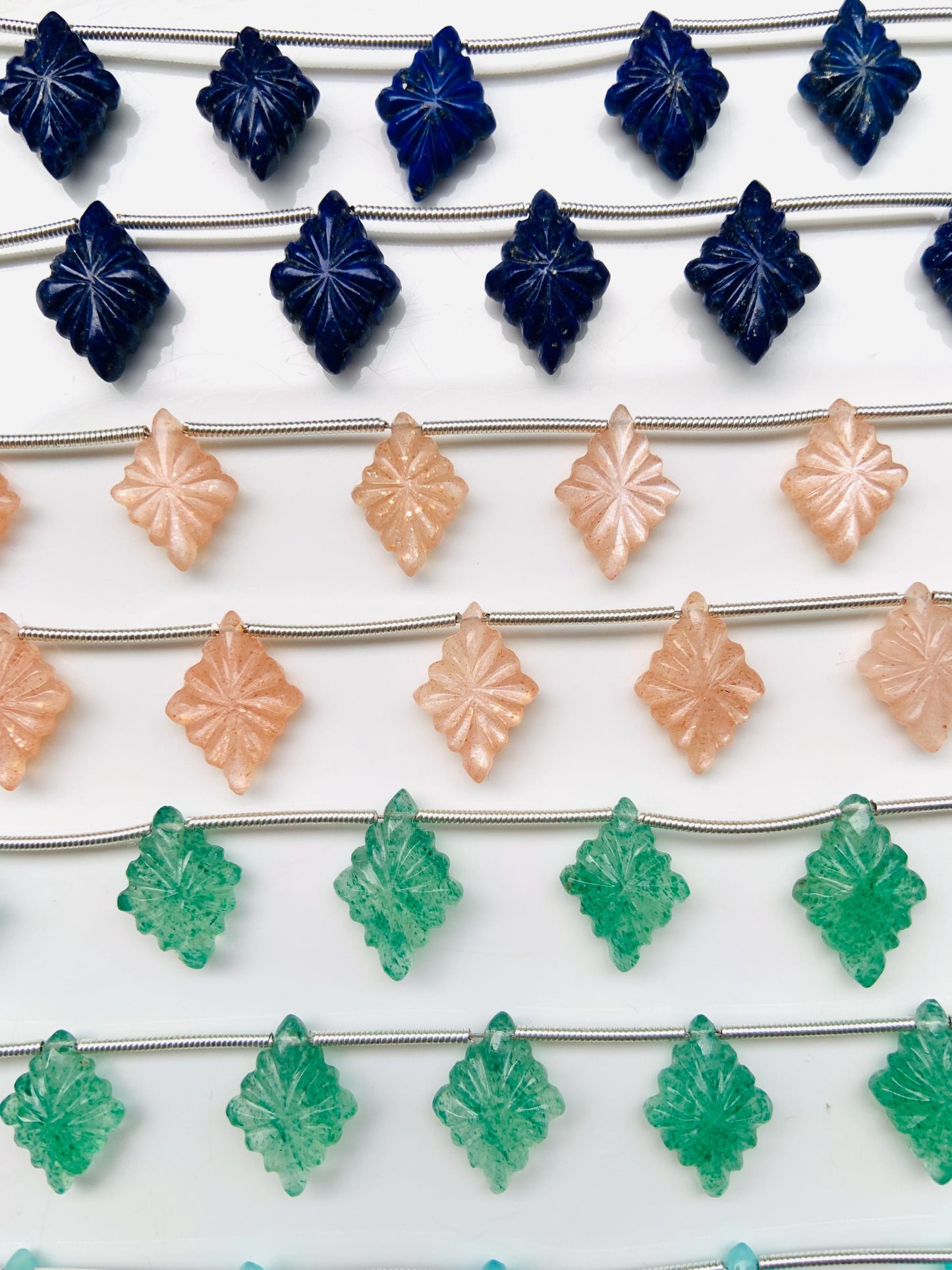 Mixed Gemstone Fancy Lozenge Briolette Side Drill Beads 11x15mm