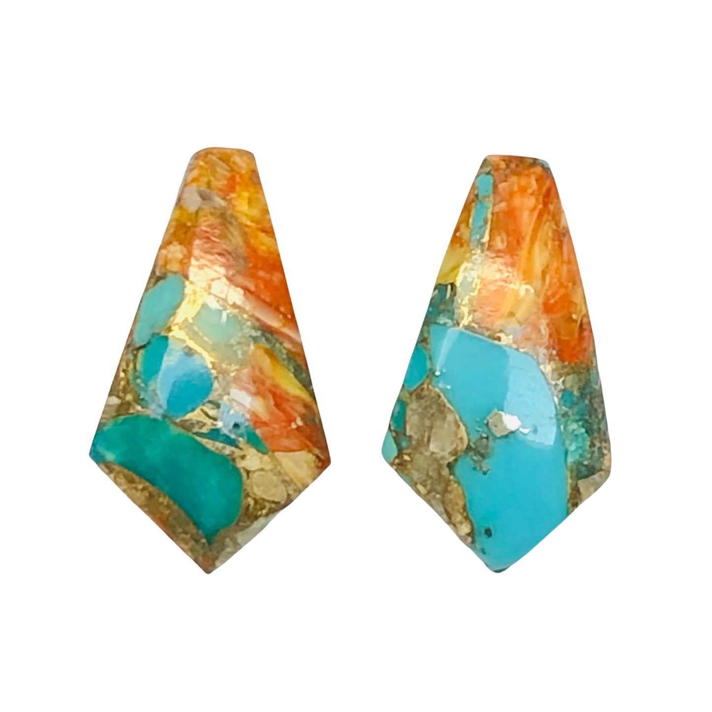 1 Pair Spiny Oyster Copper Turquoise Smooth Kite Shape Gemstone, Size 10X18mm, Matching Pair Briolette, Earring Making , SKU - BBI975