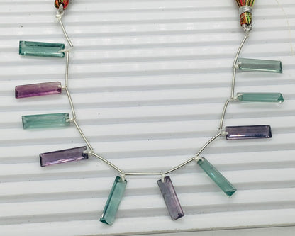 10 Pieces Natural Multi Fluorite Baguette Step cut Faceted Gemstone beads Size 20X6X4mm Gift for her BBI1128