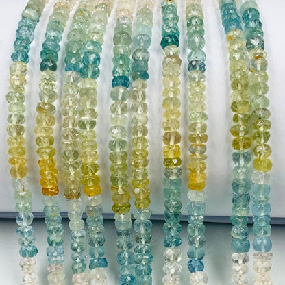 5mm Faceted Aquamarine Rondelle Beads – Natural Multi Color Beryl - BeadsBoatInc