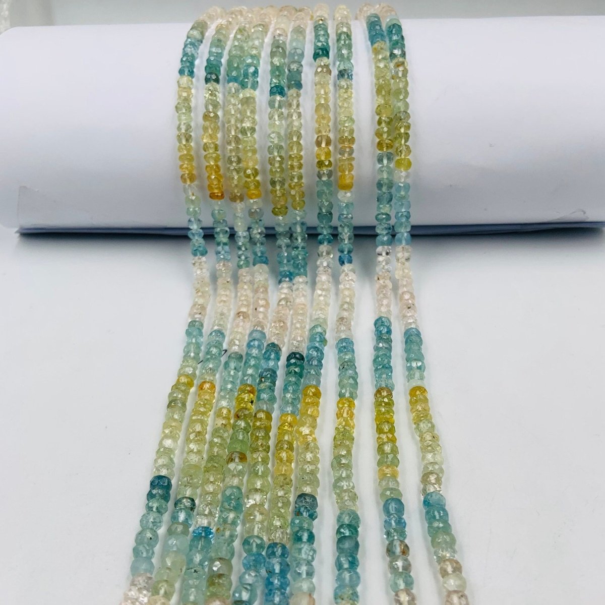 5mm Faceted Aquamarine Rondelle Beads – Natural Multi Color Beryl - BeadsBoatInc
