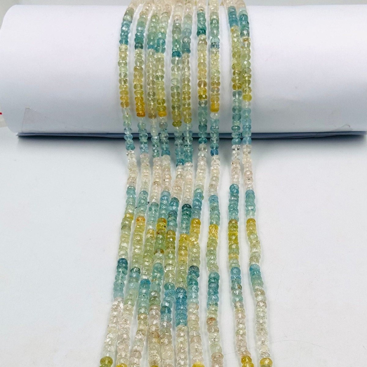 5mm Faceted Aquamarine Rondelle Beads – Natural Multi Color Beryl - BeadsBoatInc
