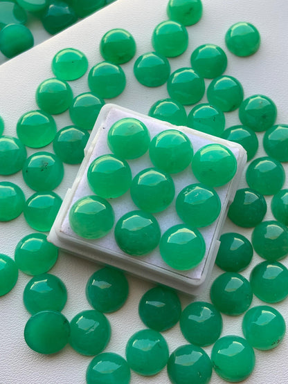 Natural Chrysoprase Chalcedony Smooth Round Gemstone Cabochon, CALIBRATED Loose Stone Cab, Round Jewelry Making Cabochon Semi Precious Cabs
