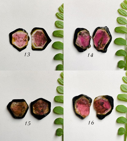 Natural Watermelon Tourmaline Pair Slices Gemstone Tourmaline Pair Gemstone, Bio color tourmaline Earring making slices Semi Precious Slices