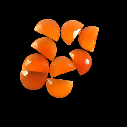 2 Pieces Natural Orange Onyx Gemstone, Half Moon D - Shape Gemstone, Earring Components, Half Moon Gemstone, Size 10x16mm, SKU - BBI237