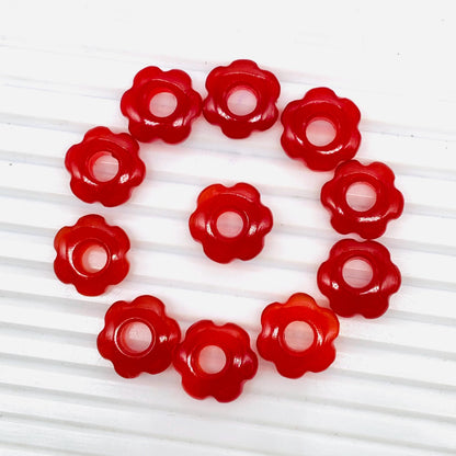 4 Pcs Natural Carnelian Smooth Flower Gemstone Beads 15mm Carved Flower shape jewelry Carnelian Gemstone Jewelry Handmade Bracelet Bead