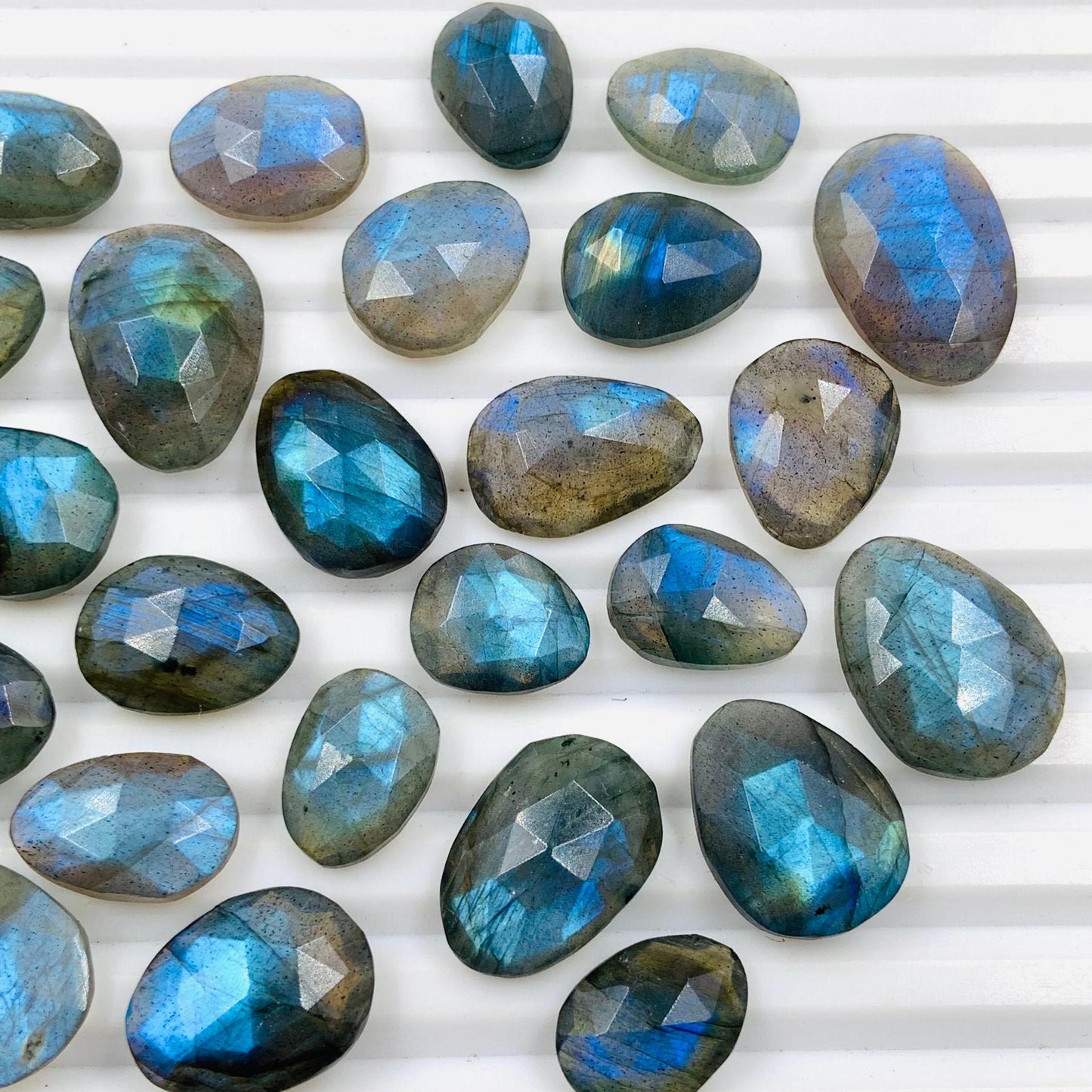 Natural Labradorite Rose Cut Slices Cabochons Faceted Rose Cut Flat Back Cabochons Rose Cut Loose Gemstone, labradorite Gemstone Slice Cut