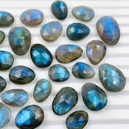 Natural Labradorite Rose Cut Slices Cabochons Faceted Rose Cut Flat Back Cabochons Rose Cut Loose Gemstone, labradorite Gemstone Slice Cut