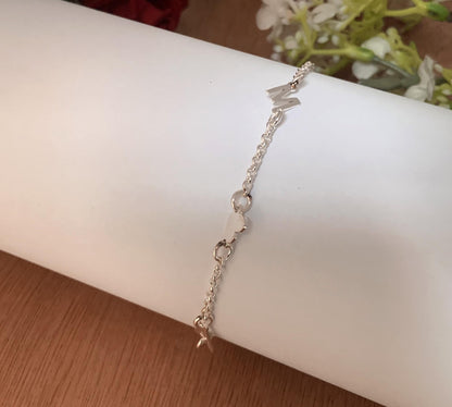 925 Sterling Silver Initial Letter Bracelet - Personalized Jewelry Gift for Her