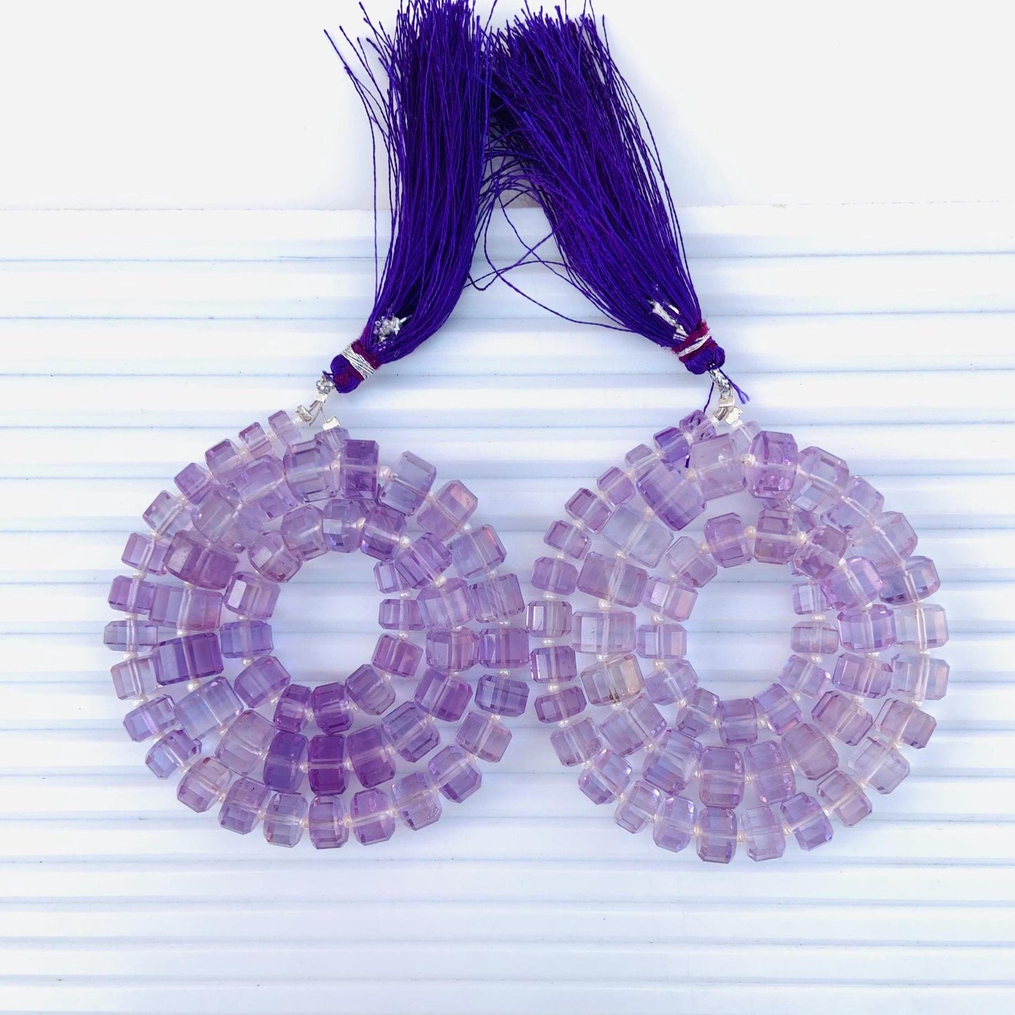 Natural Brazilian Amethyst Faceted Tyre Gemstone Beads 15" Strand