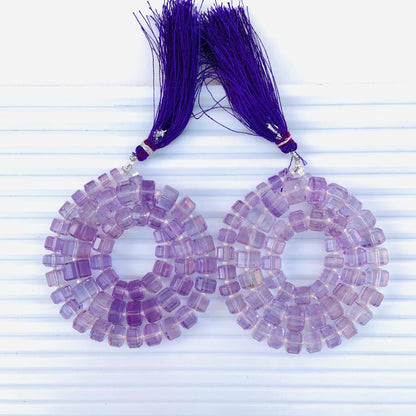 Natural Brazilian Amethyst Faceted Tyre Gemstone Beads 15" Strand