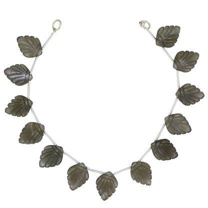 13 pcs Gray Moonstone Carved Shield Shape leaf Natural Gemstone Briolette Face Drill Beads | Beads For Jewelry | Wholesale Gemstone BBI909