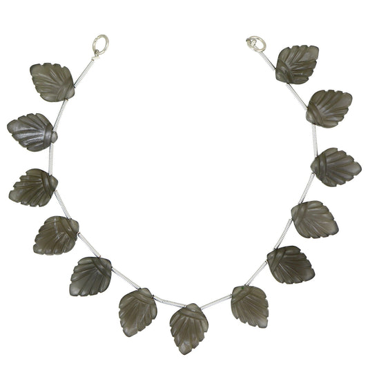 13 pcs Gray Moonstone Carved Shield Shape leaf Natural Gemstone Briolette Face Drill Beads | Beads For Jewelry | Wholesale Gemstone BBI909