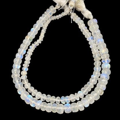 1 st. Natural White Rainbow Moonstone Faceted Rondelle Beads, Semi Precious Gemstone Beads For Women Jewelry, Faceted Round Beads, BBI584
