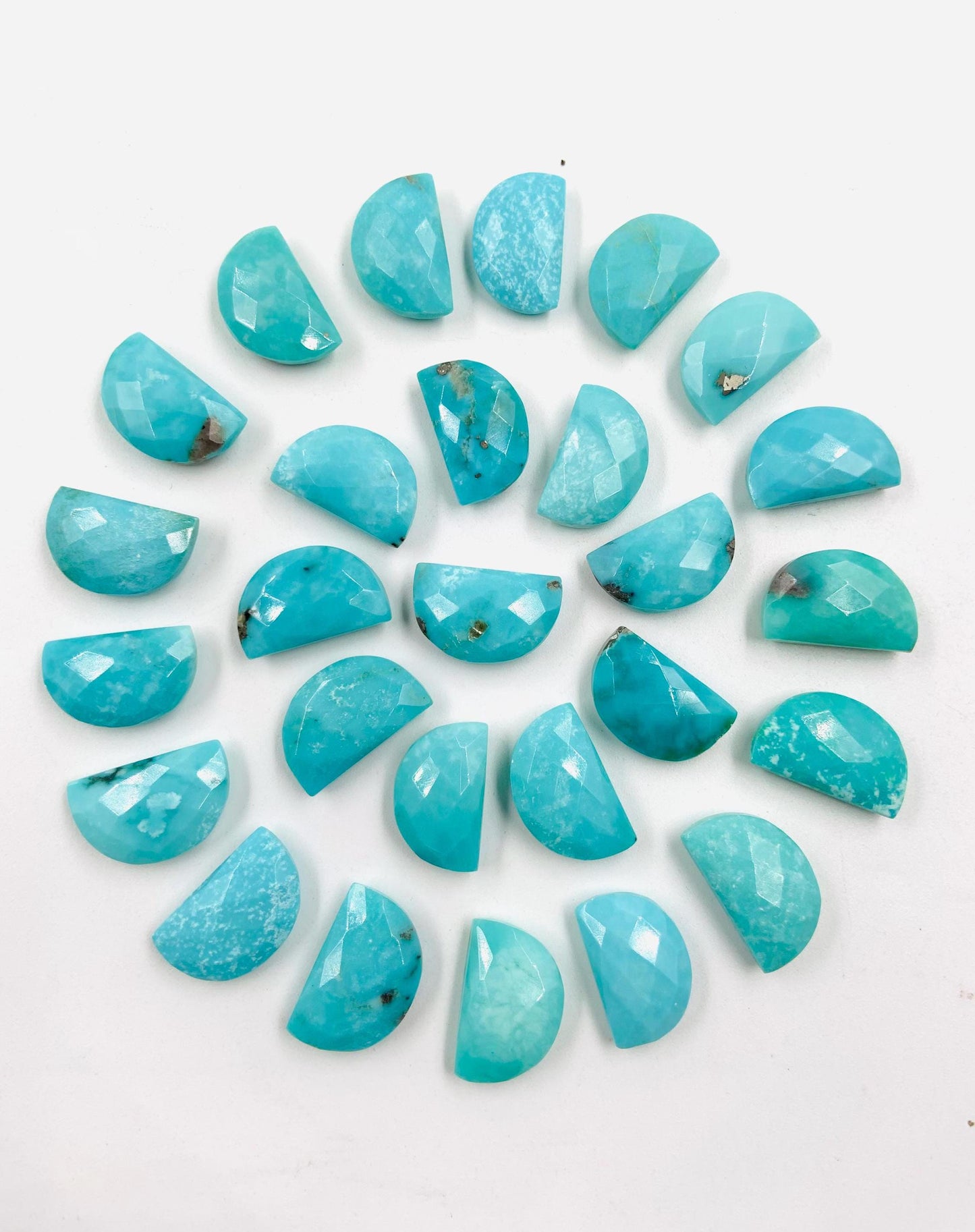 Natural Arizona Turquoise Gemstone Beads, Faceted Half Moon "D Shape Beads, Carving Gemstone, Size 10x16 mm, Loose Beads For Jewelry,