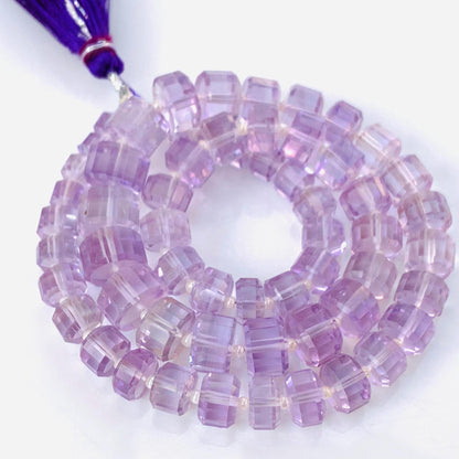 Natural Brazilian Amethyst Faceted Tyre Gemstone Beads 15" Strand