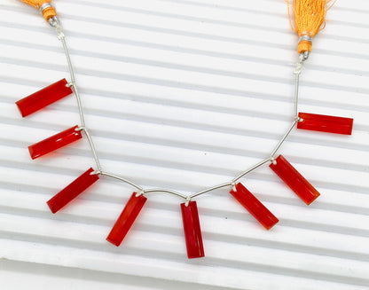 10 Pieces Natural Carnelian Baguette Step cut Faceted Gemstone beads Size 20X6X4mm Gift for her