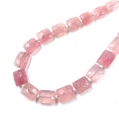 Natural Rose Quartz Rectangle faceted Center Drill Briolette Gemstone, Rose Quartz Chicklet Shape bead for Jewelry, 8 Inches Size 8x10x5mm