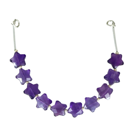 Natural Amethyst Faceted Star Gemstone Beads 10 Pcs