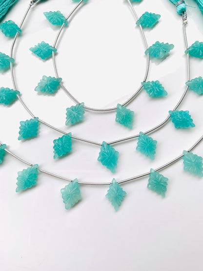 10 Pcs Natural Amazonite Slot Carved Side drill gemstone Fancy shape Briolette lozenge gemstone bead for jewelry Size 11x15x4mm gift for her