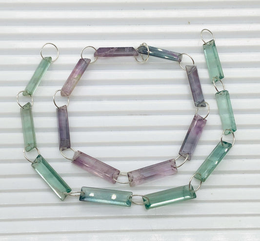 10 Pieces Natural Multi Fluorite Baguette Step cut Faceted Gemstone beads Size 20X6X4mm Gift for her Both Side face Drill stones BBI1128