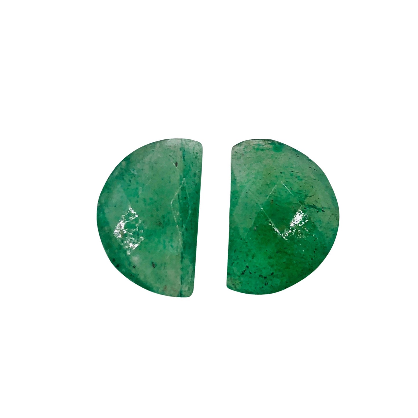 2 Pieces Natural Green Strawberry Faceted Beads , Half Moon D -Shape Gemstone, Natural Gemstone Earring Components, Size 10x16mm, SKU-BBI205