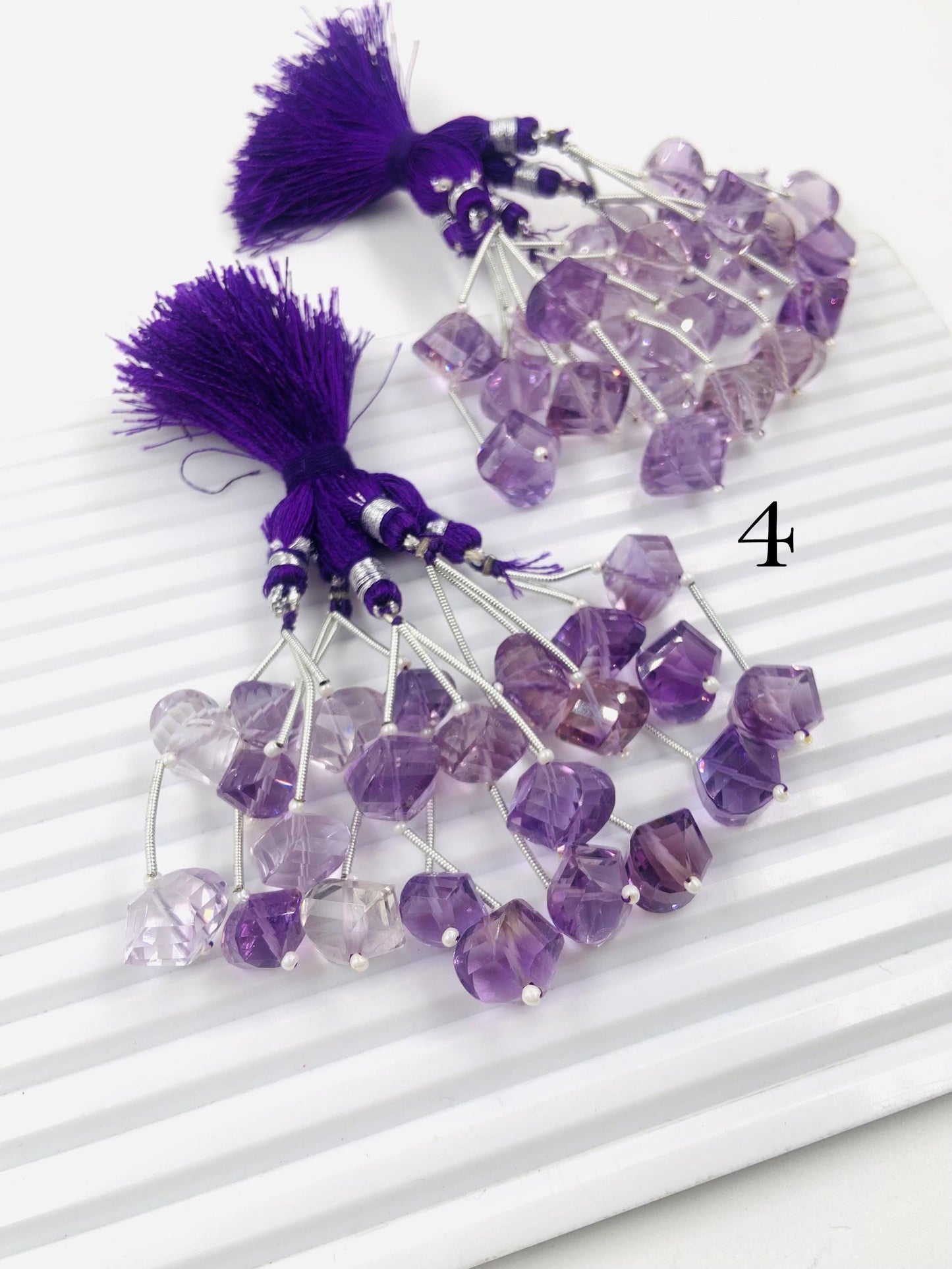 Pair of pink amethyst Faceted Twisted drop shape gemstone beads Amethyst twisted for jewelry making center drilled Drop beads gift for her