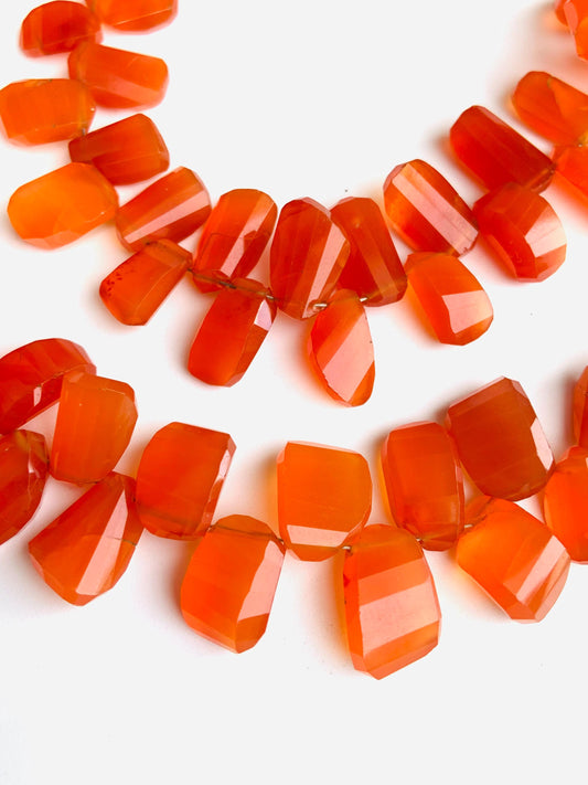 Faceted Carnelian Freeform Nugget Beads 11-14mm Side Drill Gemstone Beads