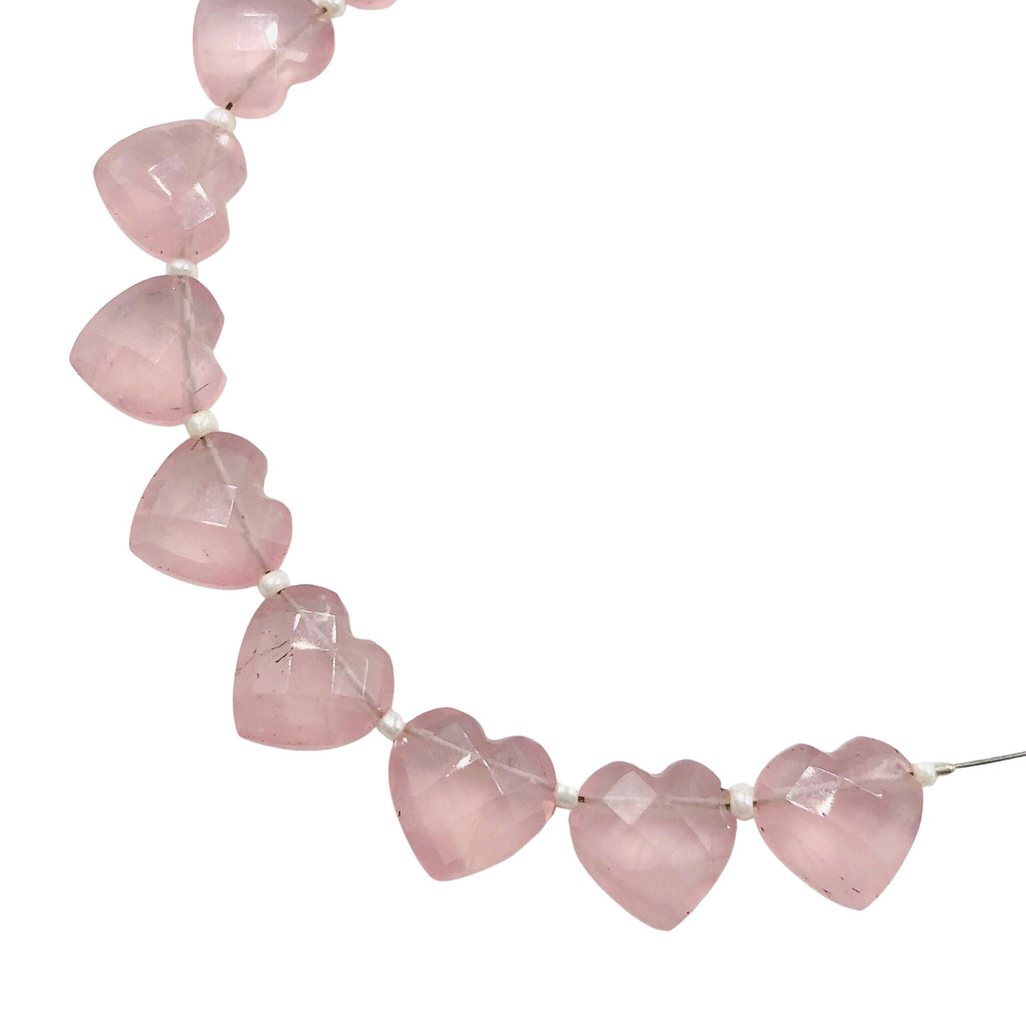 Natural Rose Quartz Faceted Carved Heart Shape Gemstone Briolette Beads | Beads For Jewelry , Wholesale Gemstone beads , SKU - BBI304