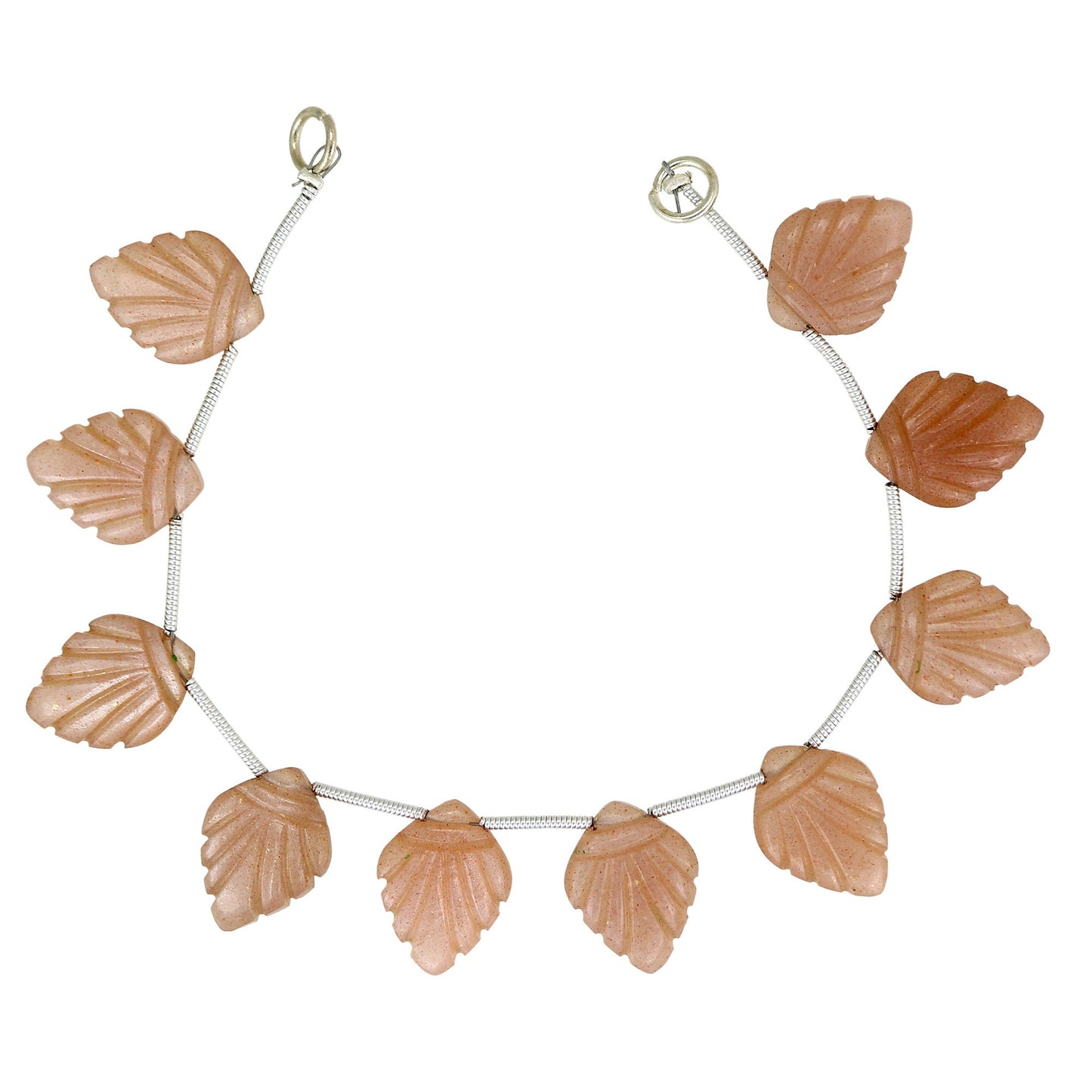 10 pcs Peach Moonstone Carved Shield Shape leaf Natural Gemstone Briolette Face Drill Beads | Beads For Jewelry | Wholesale Gemstone BBI920