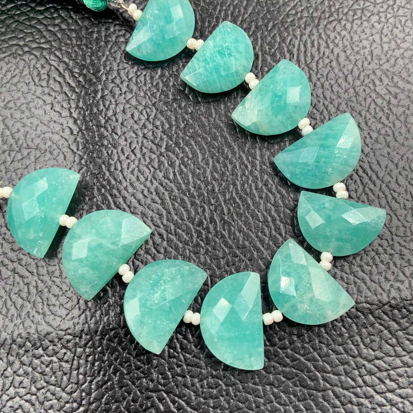 10 pcs Natural Amazonite straight drill D shape (half moon ) briolette faceted Amazonite Gemstone size 10X16mm handmade gemstone for jewelry