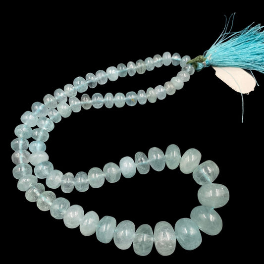 Natural Milky Aquamarine Rondelle Beads, Graduated, 23 Inch