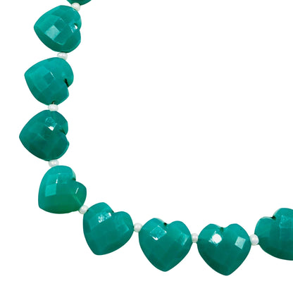 Natural Chalcedony Chrysoprase Hand Carved Heart Shape Gemstone Beads, Faceted Heart Shape Gemstone Briolette, Jewelry Supplies, SKU-BBI326