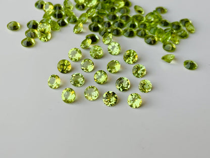 Natural Peridot Faceted Round Shape Cut Stone CALIBRATED Loose Stone Cut Round Jewelry Making Semi Precious Cut stone For ring, Gift for her