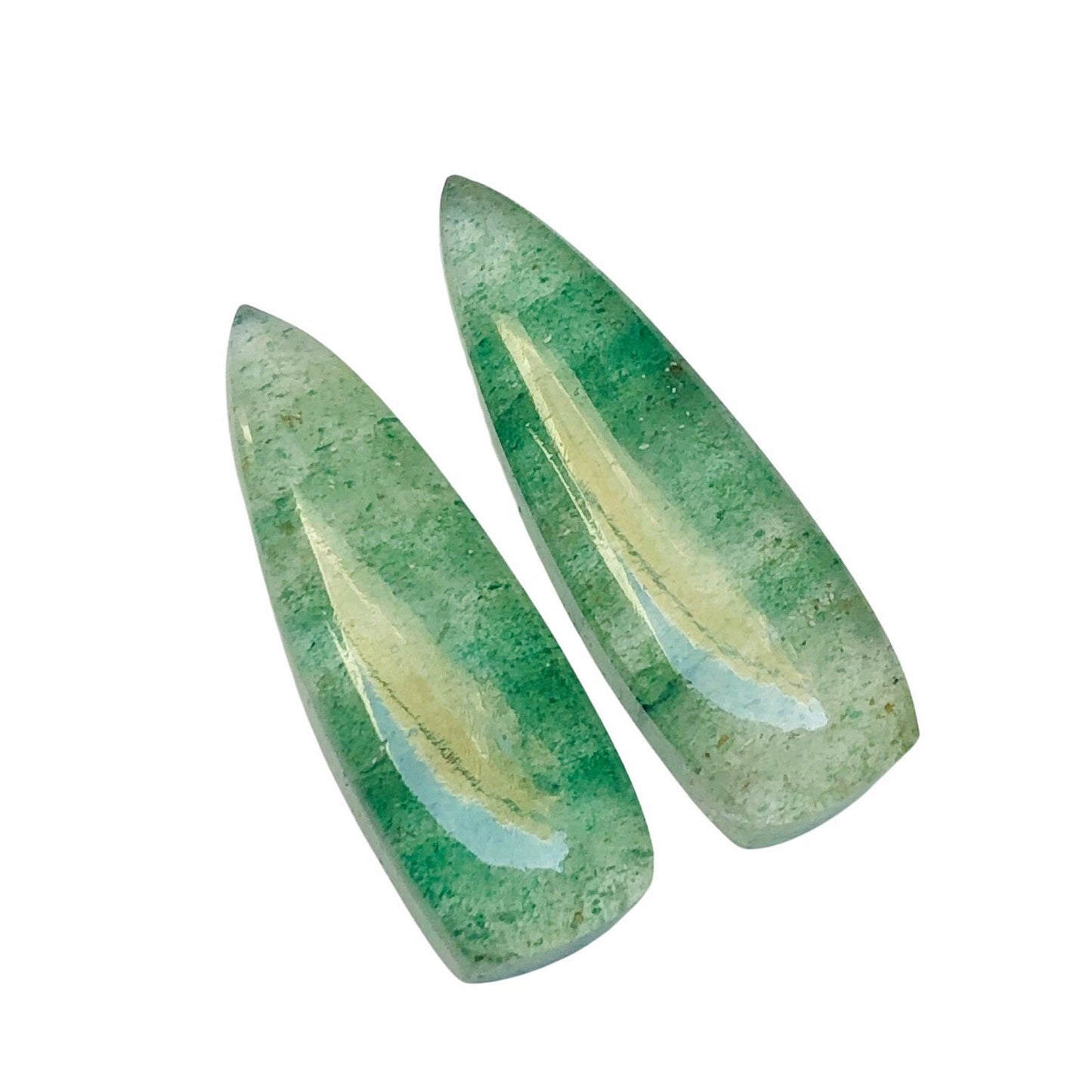 Natural Green Strawberry Long Trillion Shape Gemstone, Matching pair Briolette, Earring making gemstone, Size 10mm X 31mm
