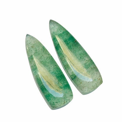 Natural Green Strawberry Long Trillion Shape Gemstone, Matching pair Briolette, Earring making gemstone, Size 10mm X 31mm