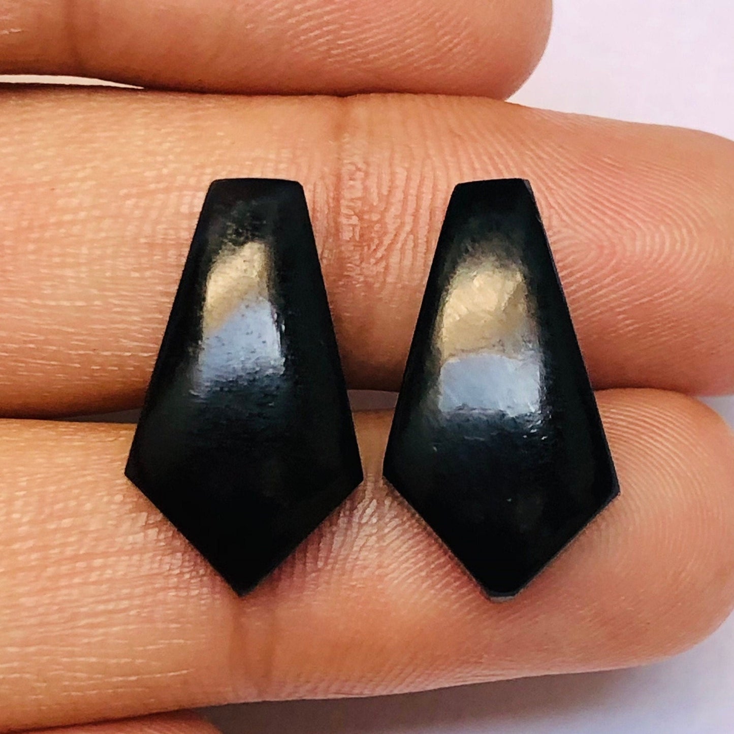 1 Pair Natural Black Onyx Smooth Kite Shape Gemstone, Size 10X18mm, Matching Pair Briolette, Earring Making , SKU - BBI1015