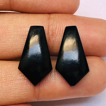 1 Pair Natural Black Onyx Smooth Kite Shape Gemstone, Size 10X18mm, Matching Pair Briolette, Earring Making , SKU - BBI1015