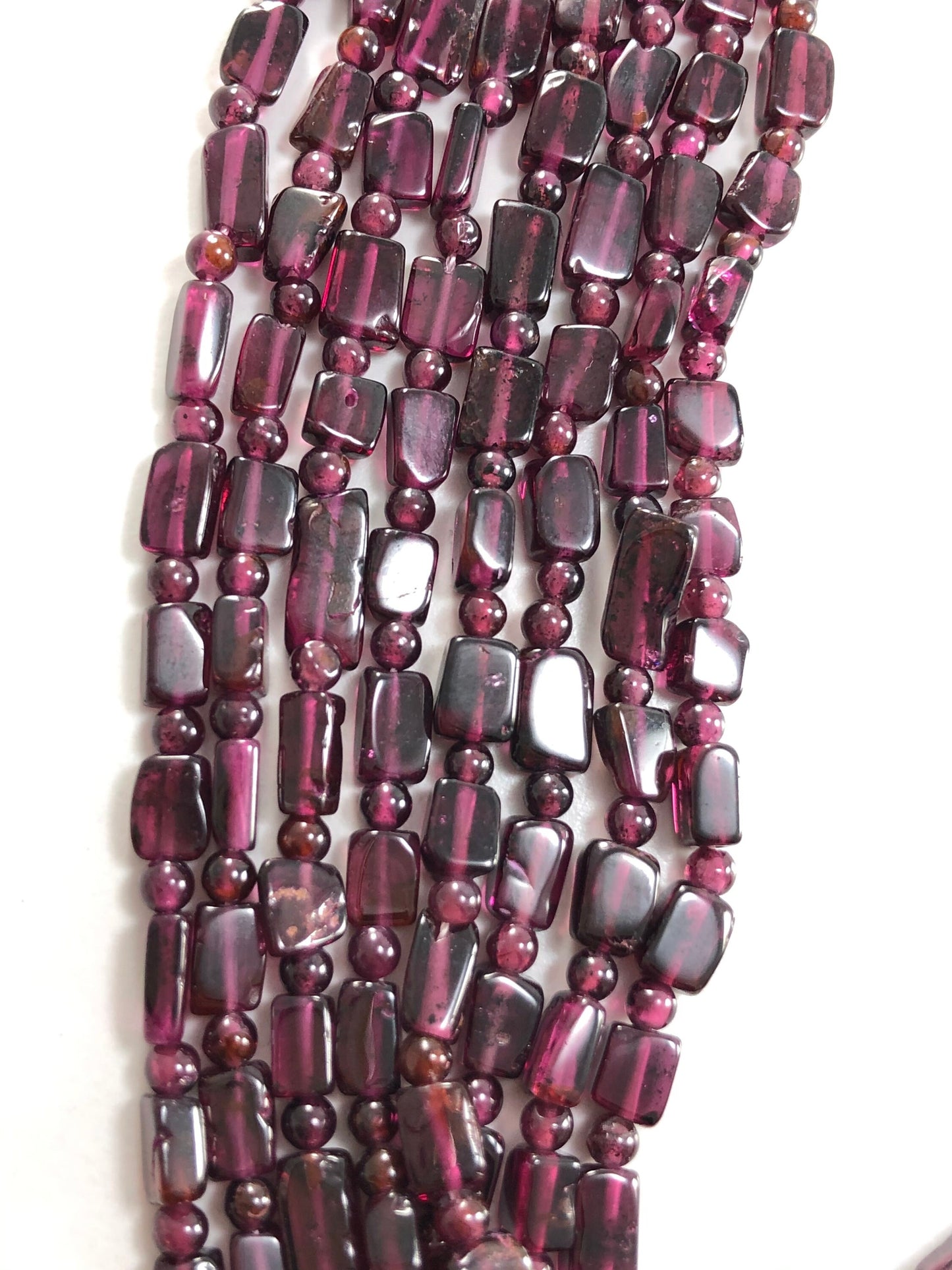 Natural 4x6mm-5x8mm pink Garnet Gemstone Chip Beads Necklace, Smooth Garnet Gemstone Necklace Birthday Gift