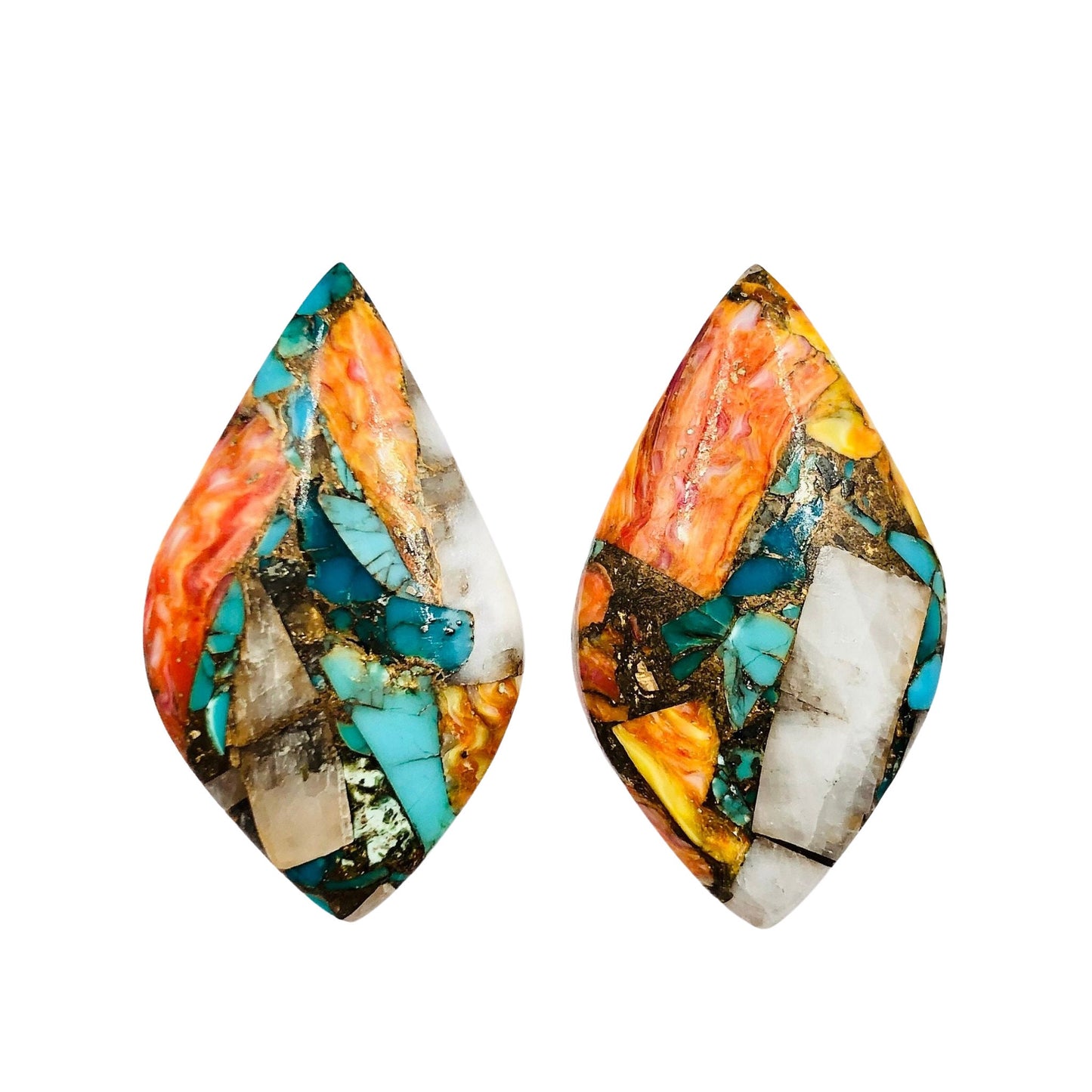 1 Pair Spiny Oyster Copper Turquoise Smooth Fancy Drop Shape Gemstone, Size 17X30mm, Matching Pair Briolette, Earring Making ,