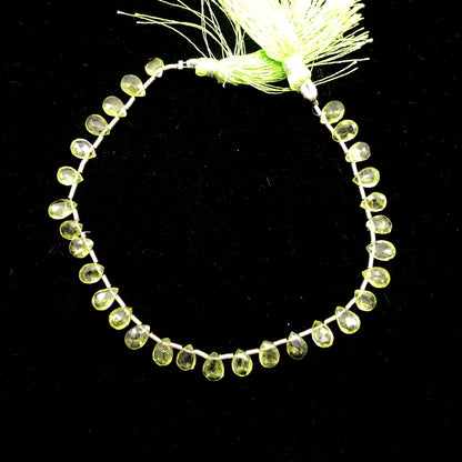 Natural Peridot Faceted Pear Briolette Beads | 5.5x8mm Gemstone Drops