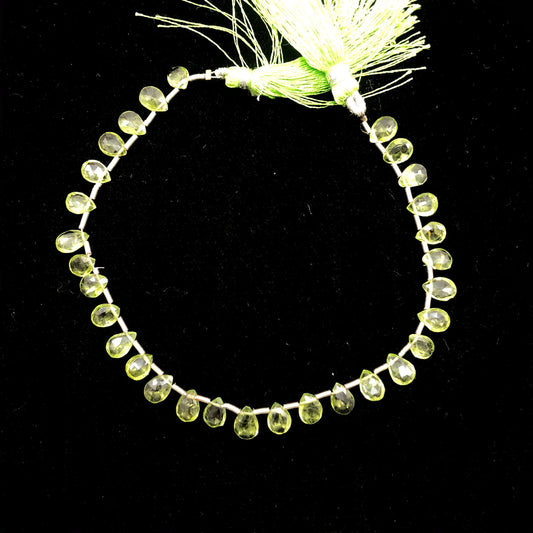 Natural Peridot Faceted Pear Briolette Beads | 5.5x8mm Gemstone Drops