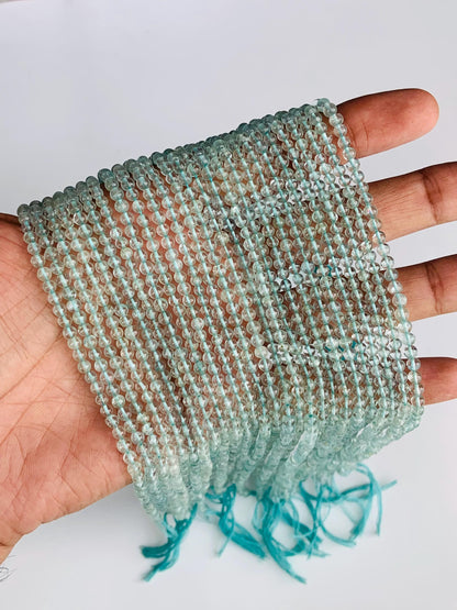 Natural Aquamarine Smooth Rondelle Briolette Beads 14 Inch Gemstone Strand