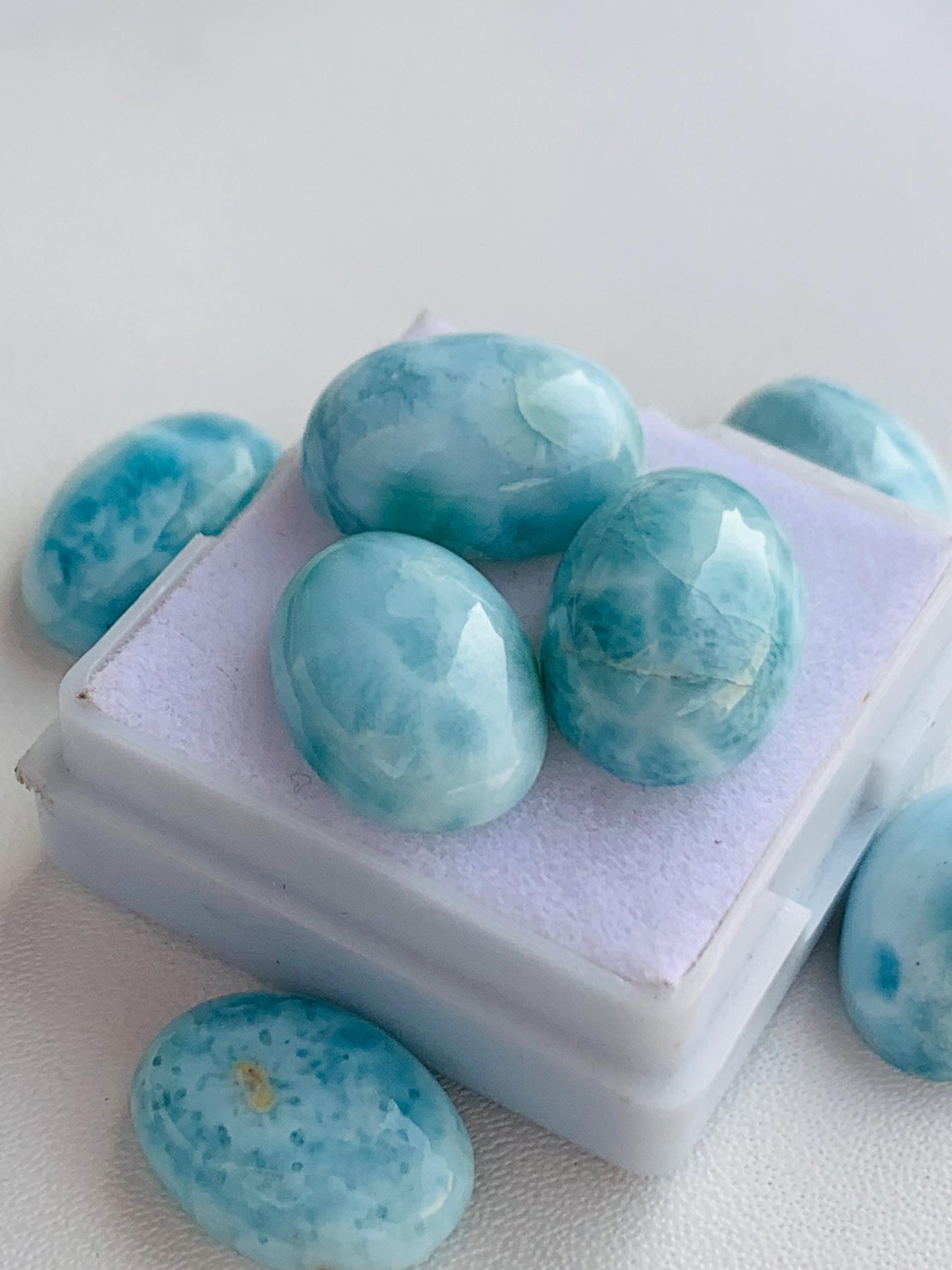 Natural Larimar Smooth Oval Shape Gemstone Cabochon, CALIBRATED Loose Stone Cab, Oval Jewelry Making Cabochon Semi Precious Cabochons