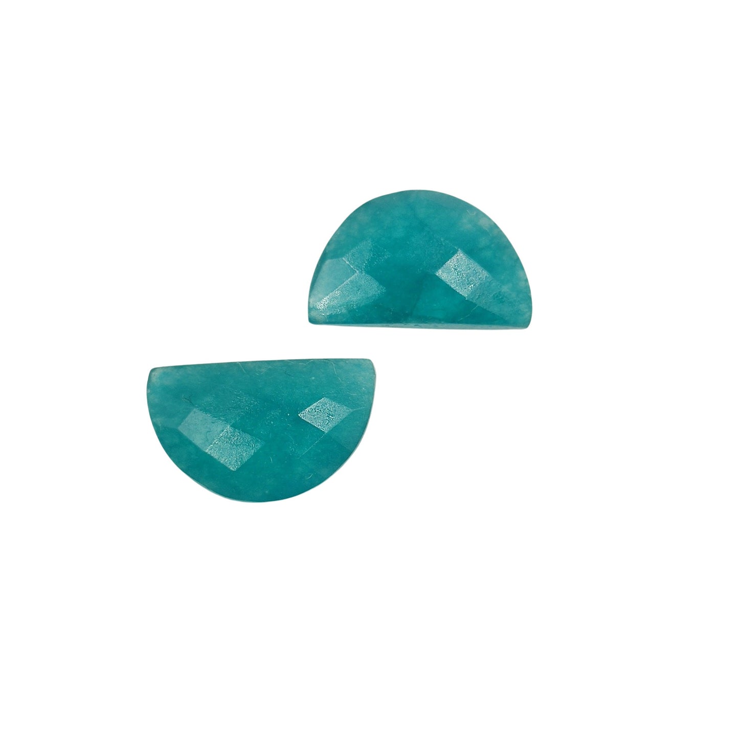 2 Pieces Teal Blue Quartzite Faceted D' Shape Gemstone, Size 10mmx16mm, Carved Quartzite Briolette, Half Moon Shape Gemstone, SKU-228