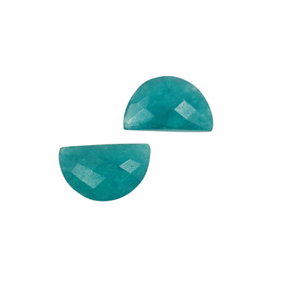 2 Pieces Teal Blue Quartzite Faceted D' Shape Gemstone, Size 10mmx16mm, Carved Quartzite Briolette, Half Moon Shape Gemstone, SKU-228