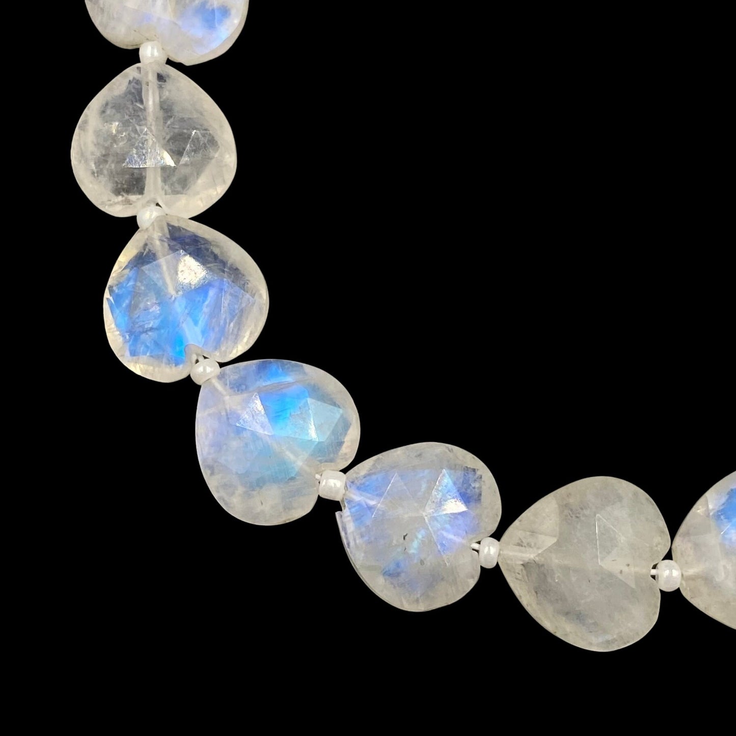 10 Pieces Natural White Rainbow Faceted Heart Shape Gemstone, Size 10mm Straight Drill Beads, Hand Carved Briolette Beads,, SKU-BBI305