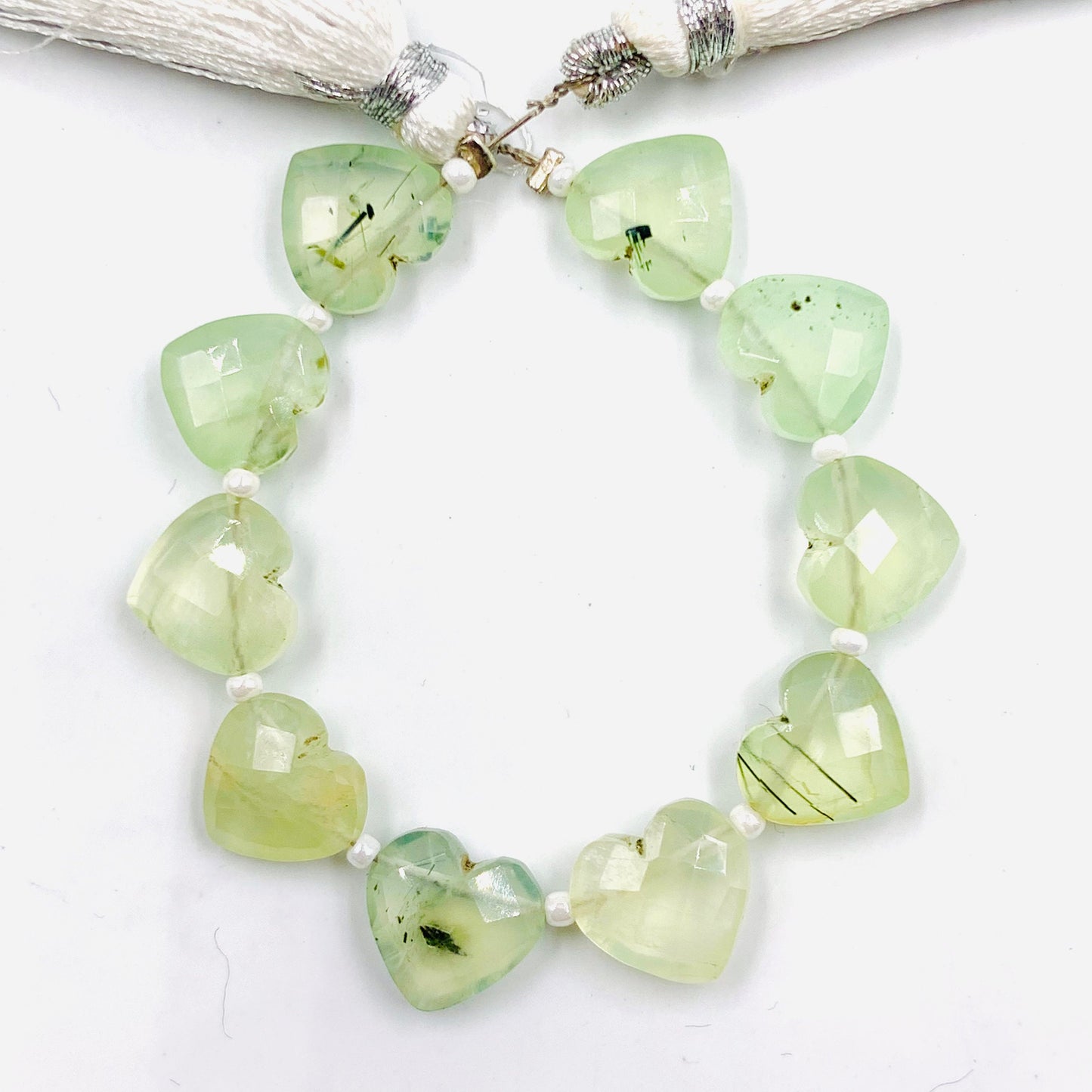 Natural Prehnite Heart Briolette Beads 10PCS Faceted Wholesale